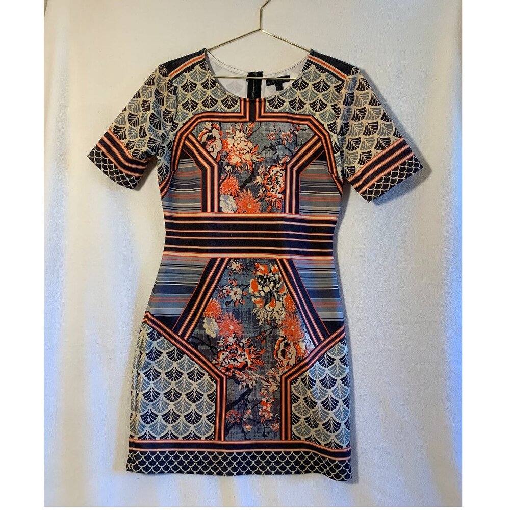 Floral geometric bodycon dress